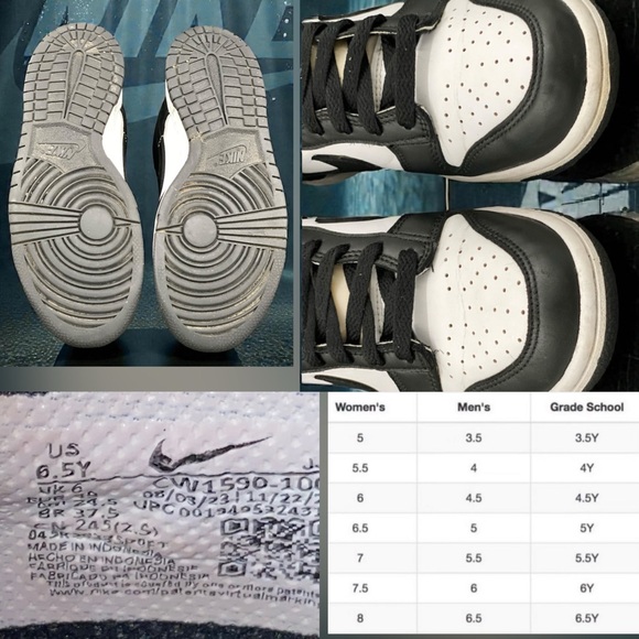 Nike Dunk Low Panda Black White Women’s Size 8 CW1590-100 Sneakers - Picture 10 of 10